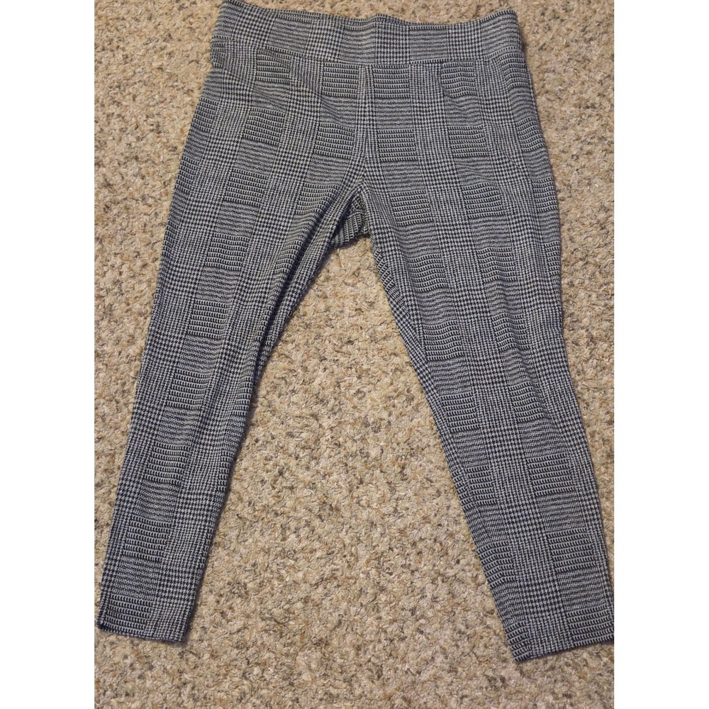 Loft Outlet Plaid Checker Print Legging Pants Women's Size XXL Gray Black